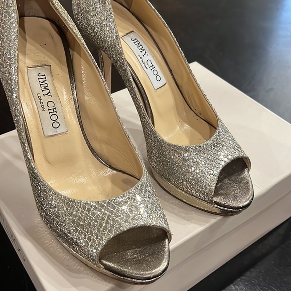 Jimmy Choo Shoes - Jimmy Choo Luna glitter peep toe heels size 38